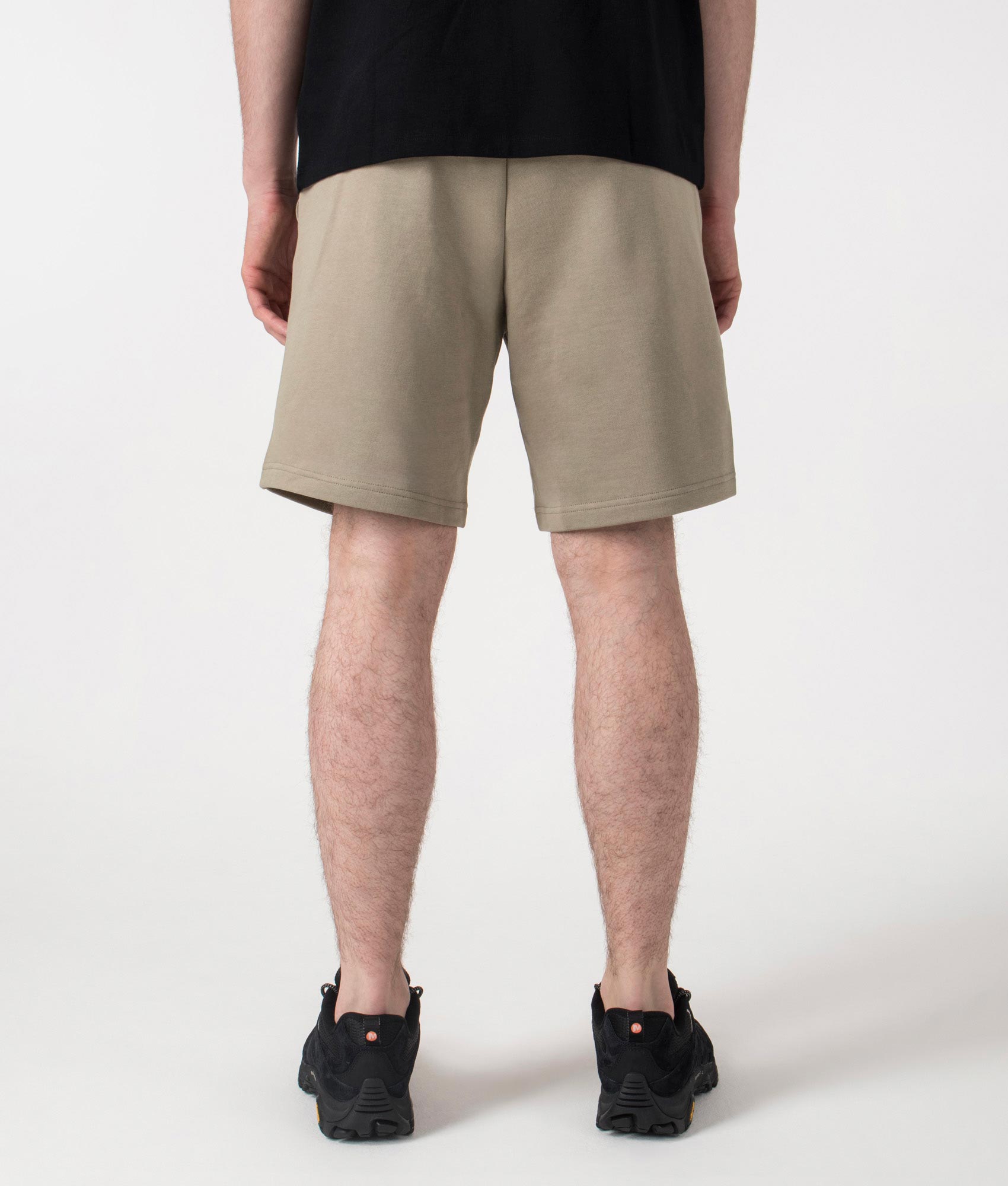 HUGO Relaxed Fit Dayono Shorts in Medium Brown at EQVVS. Back shot. 
