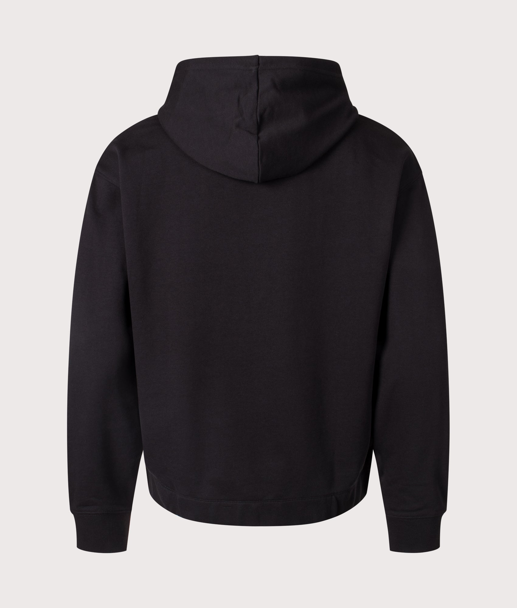 HUGO  Relaxed Fit Dacorolo Hoodie in Black . Shot at EQVVS. Back shot 