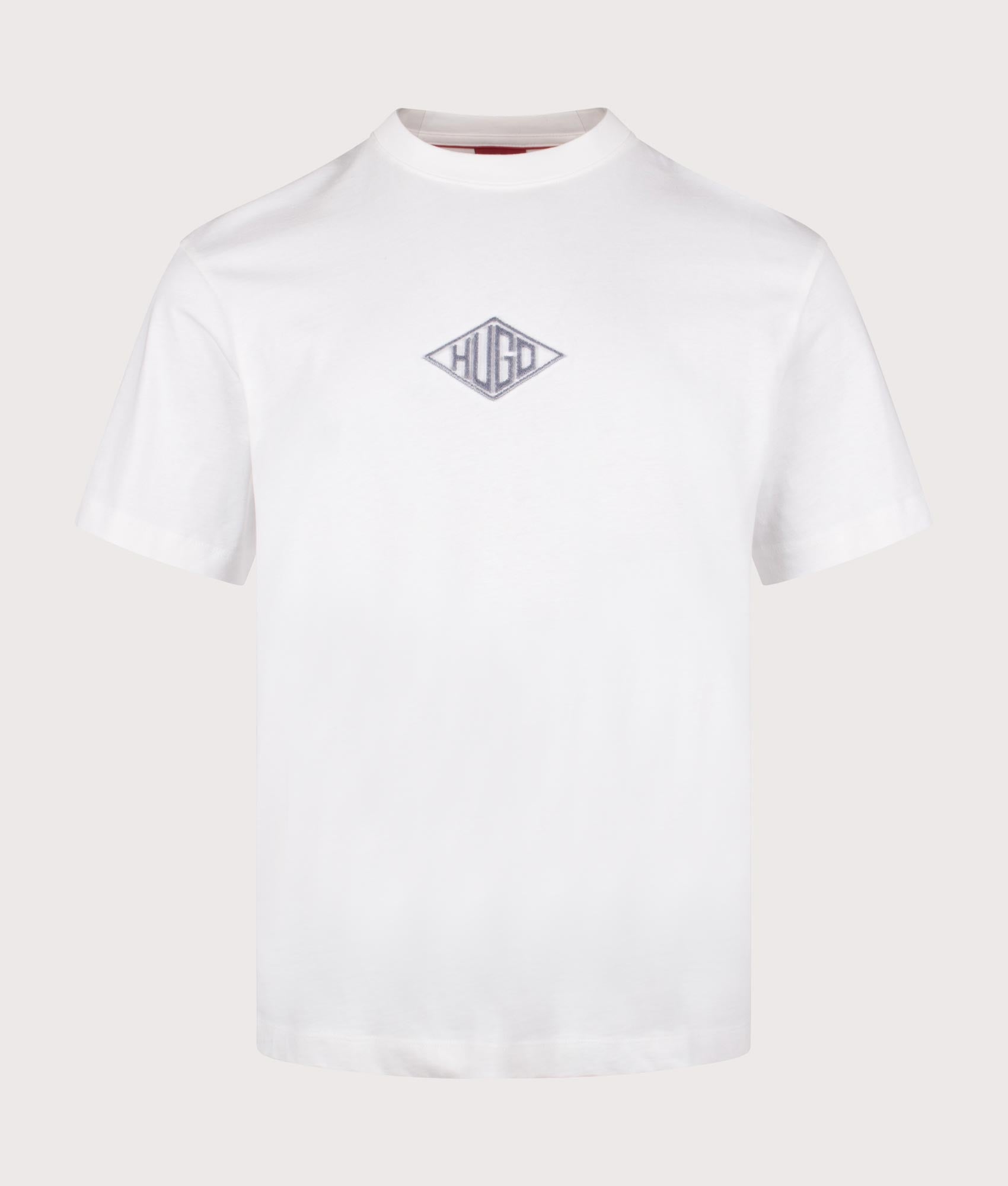 HUGO Darunu T-Shirt in White. Shot at EQVVS. Front shot. 
