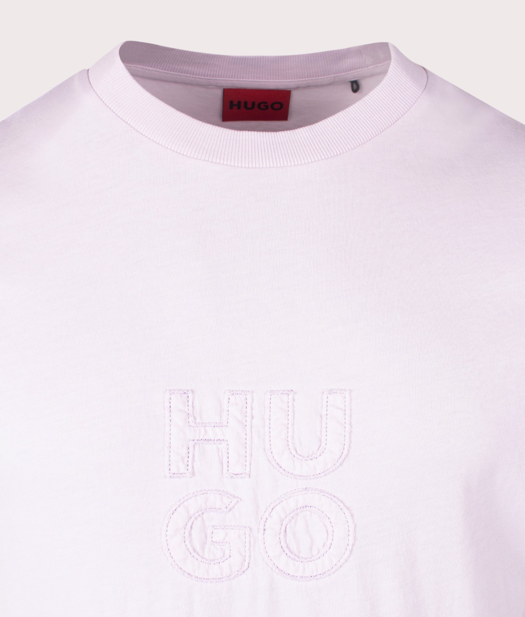 HUGO Dustress T-Shirt in Open Purple, 100% Cotton at EQVVS. Close-up shot.