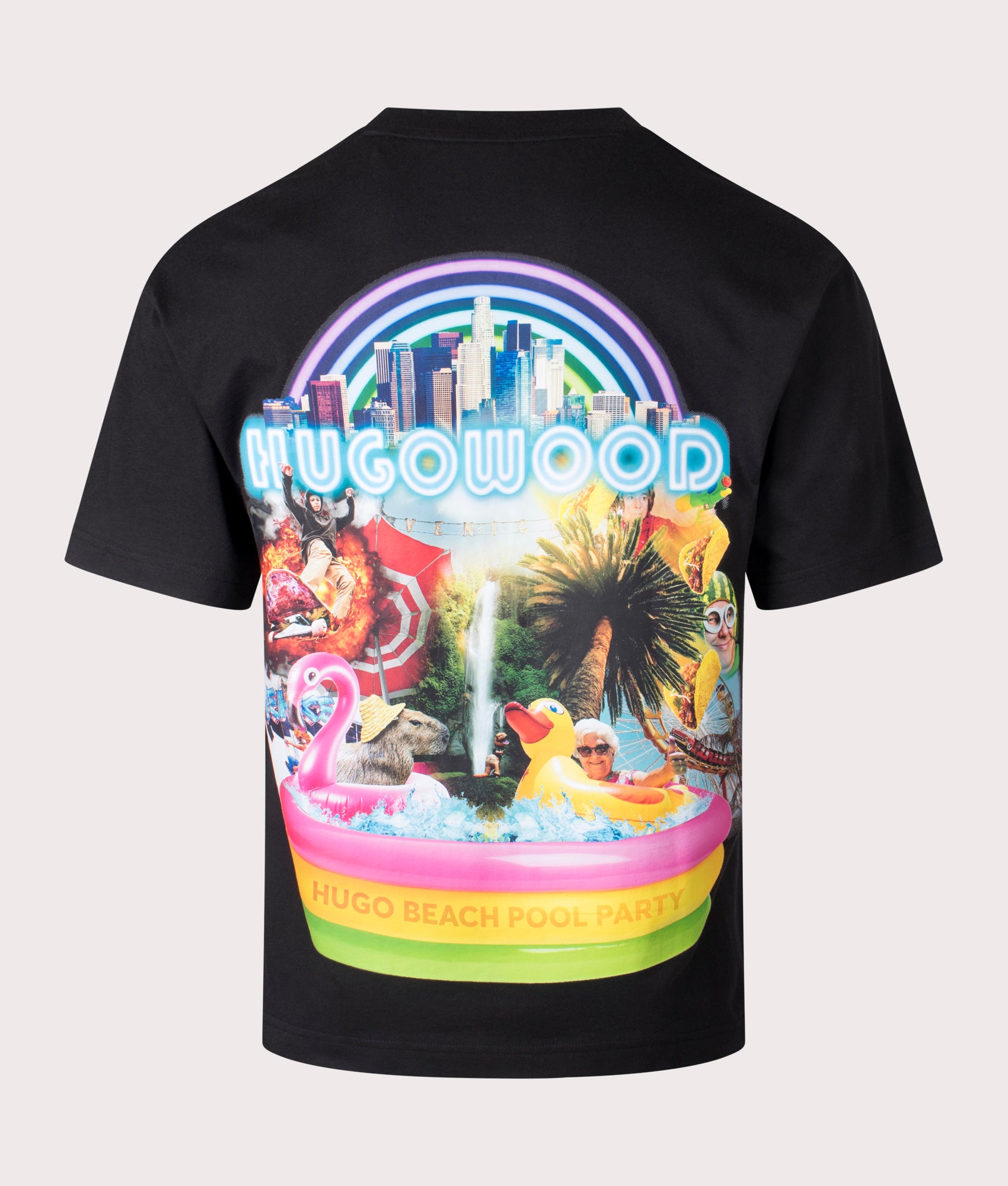 HUGO Relaxed Fit Duwood T-Shirt in Black, 100% cotton at QVVS. Back shot. 