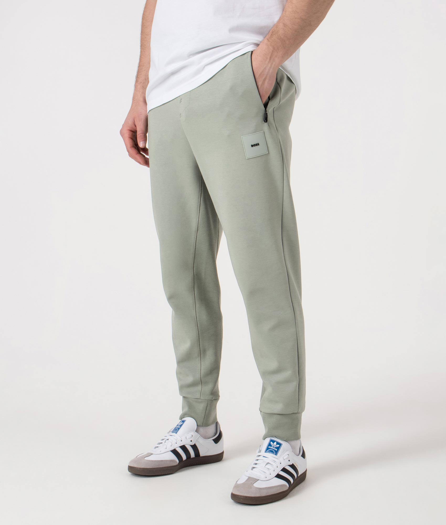 Regular Fit Hadiko Rib Joggers. Shot by EQVVS. Front angled shot.