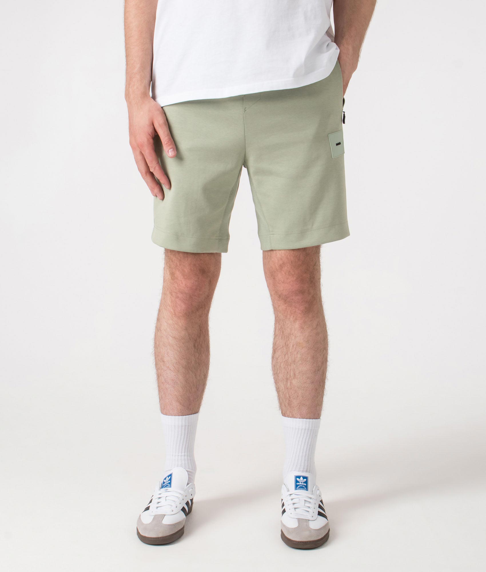 Regular Fit Headlo Rib Shorts. Shot by EQVVS. Front shot.