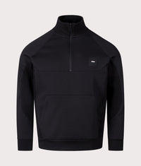 Rib Quarter Zip Sweatshirt: 001 Black 