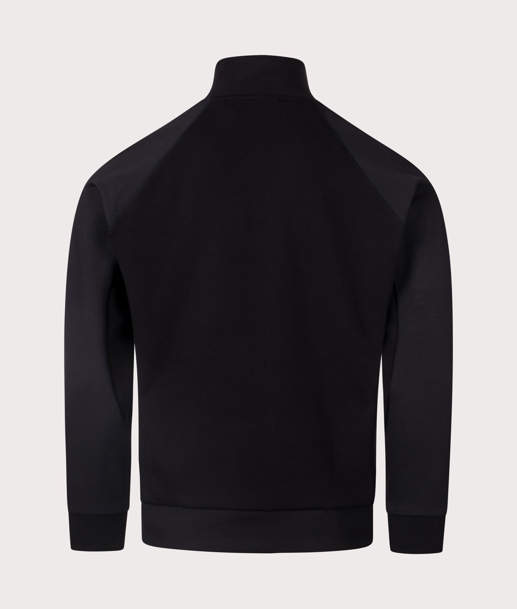 BOSS Rib Quarter Zip Sweatshirt in Black. Back Shot.