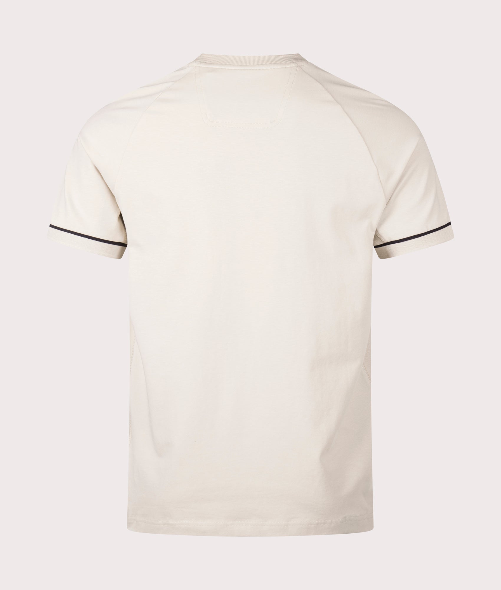 BOSS Tee Rib T-Shirt in Open Beige . Shot at EQVVS. Back shot 