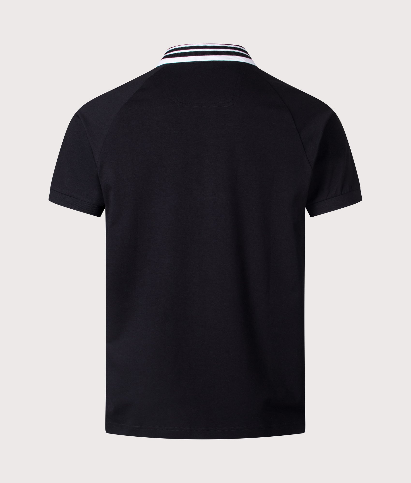 BOSS Paddy Rib Polo Shirt in Black, 100% Cotton. Shot at EQVVS. Back shot 