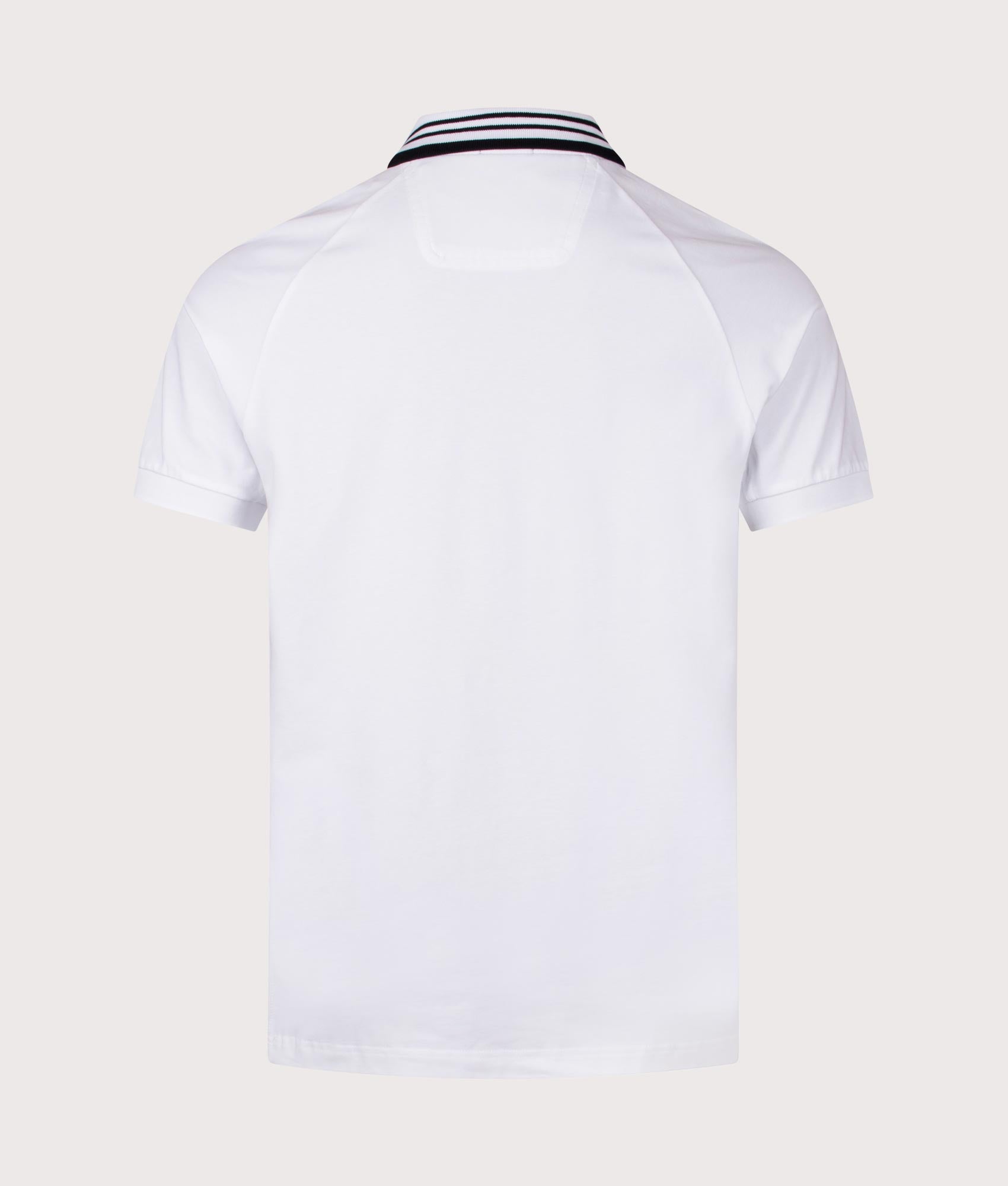 BOSS Paddy Rib Polo Shirt in White. 100& Cotton. Back shot 