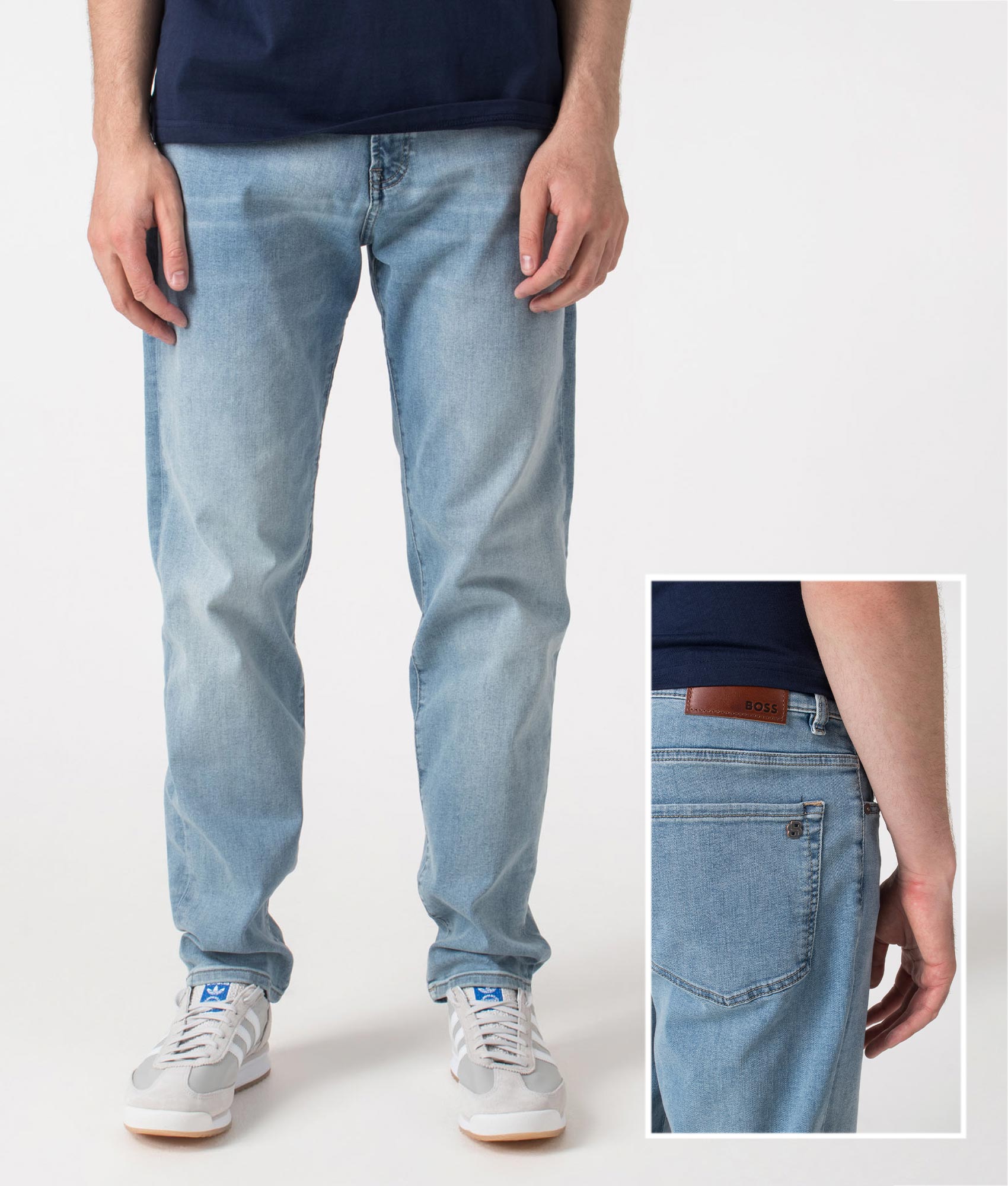 Boss Regular Fit Maine Jeans. Shot by EQVVS. Combined shot.