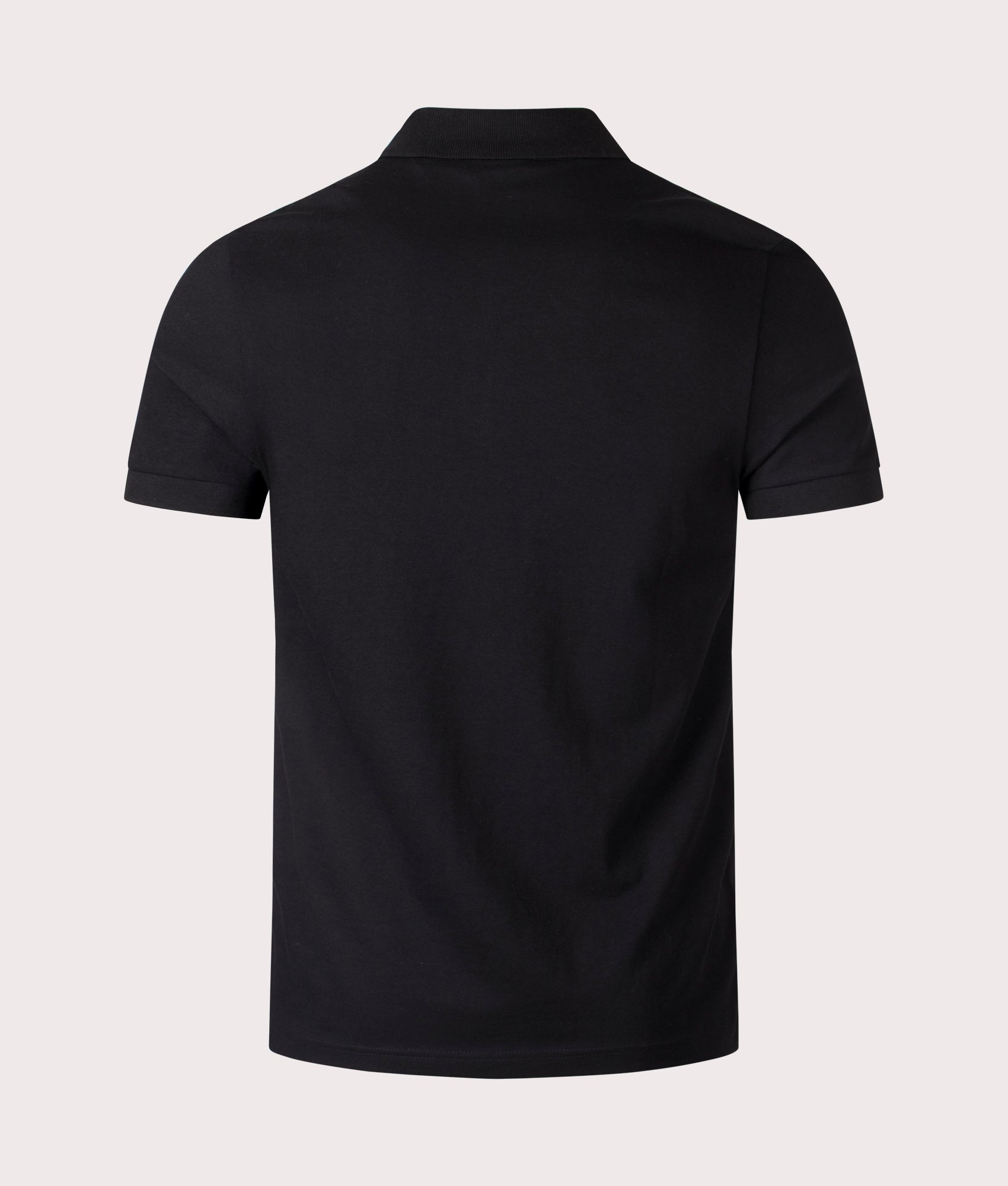 BOSS Slim Fit Passerzip Polo Shirt in Black at EQVVS. Back Shot.