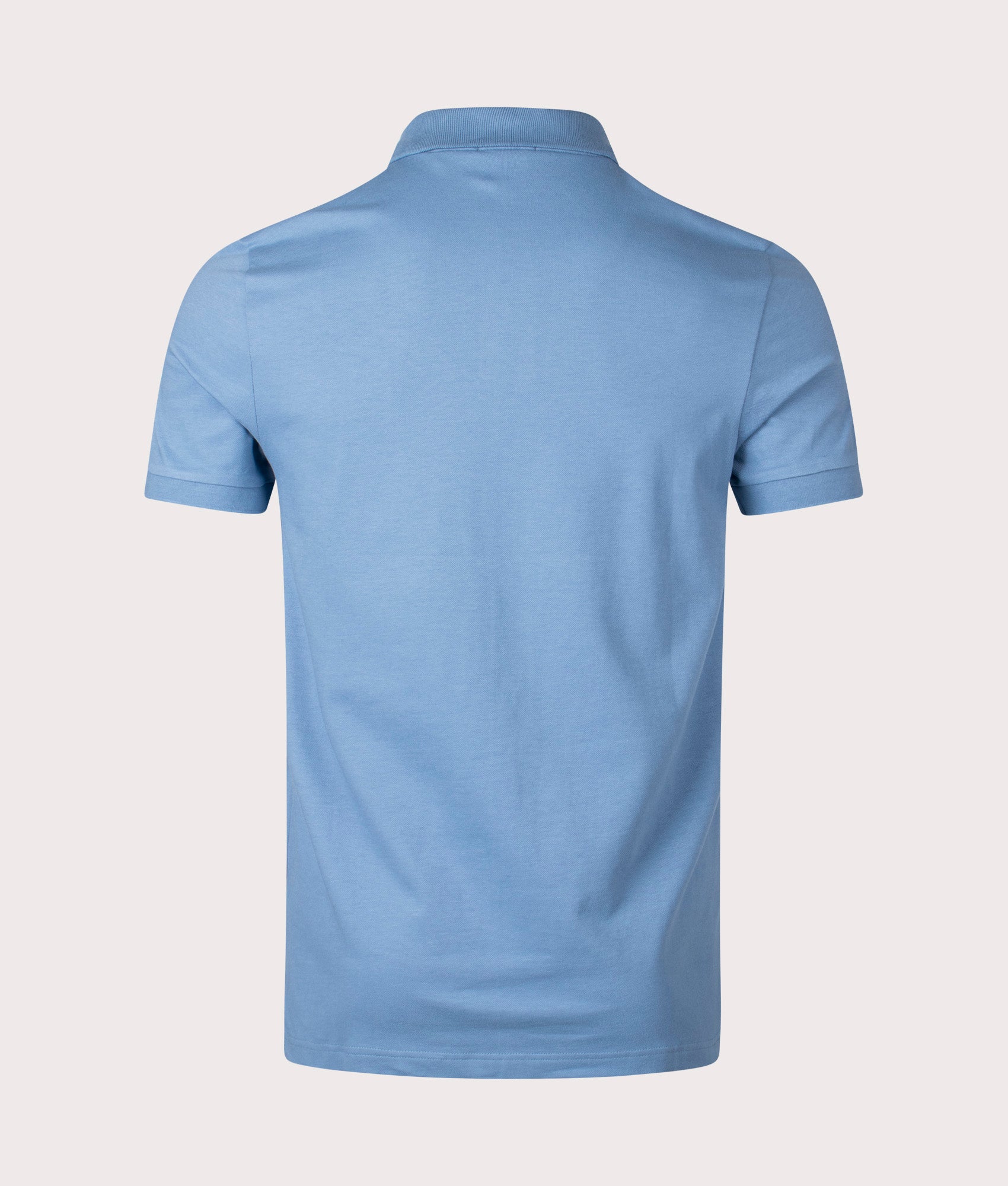 BOSS Slim Fit Passenger Polo Shirt in Open Blue . Shot at EQVVS. Back shot 