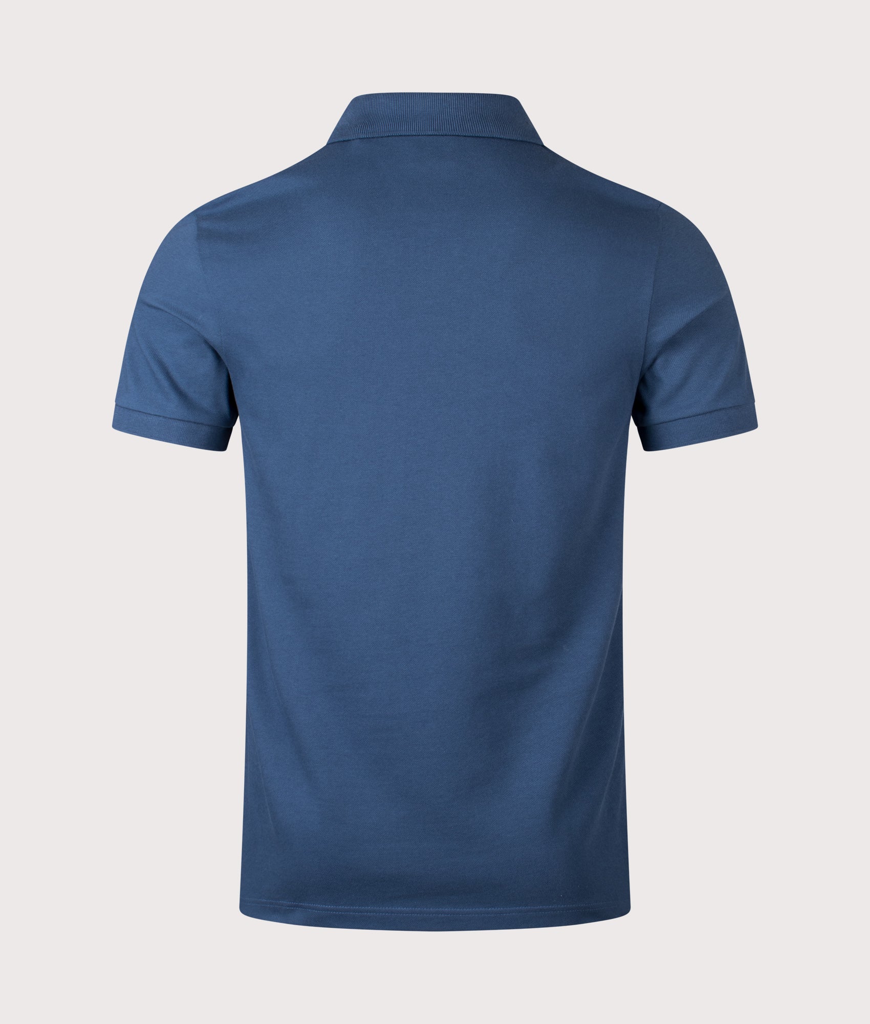 BOSS Slim Fit Passenger Polo Shirt in Open Blue at EQVVS Menswear. Back shot.