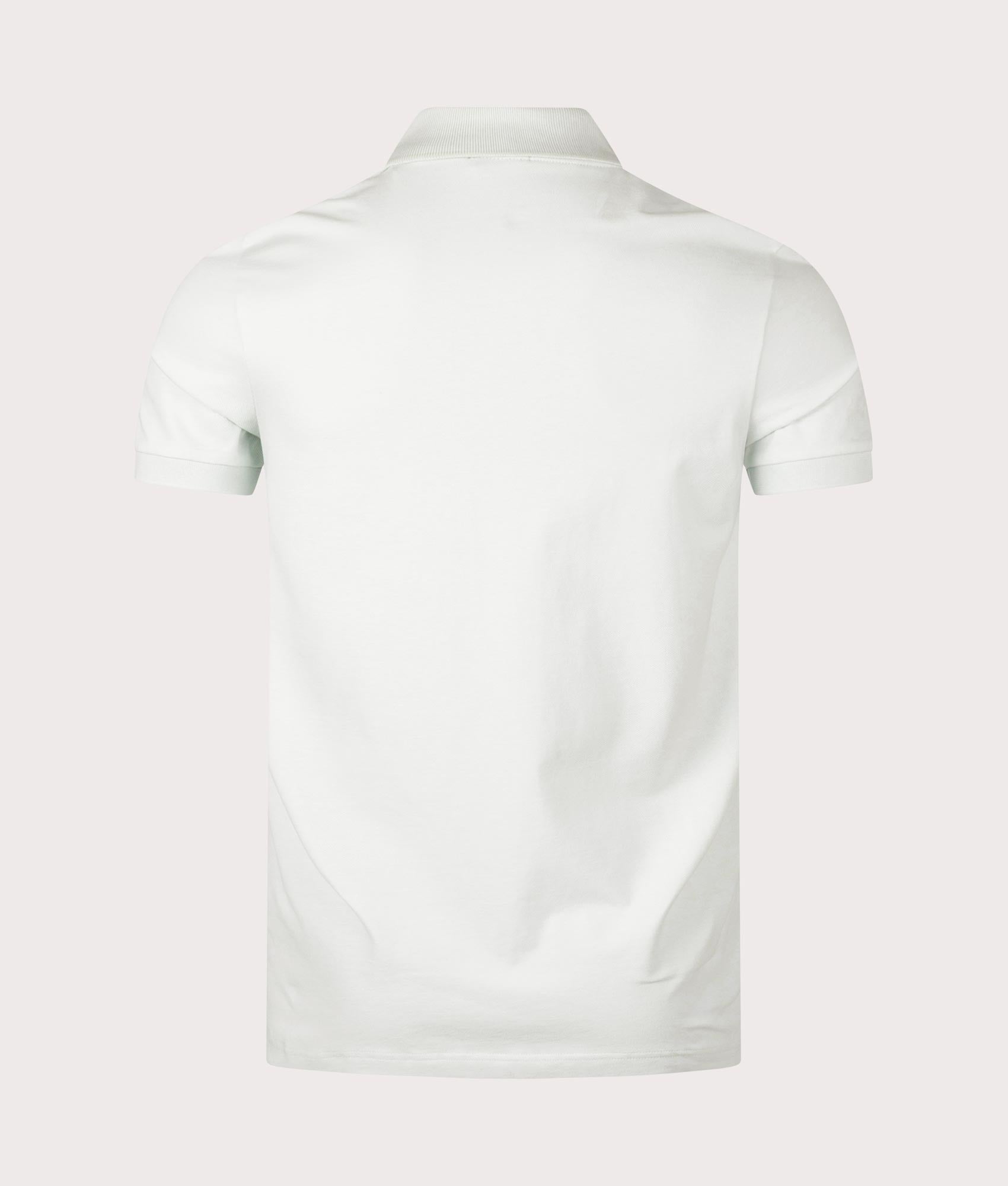 BOSS Slim Fit Passenger Polo Shirt in Open Blue . Shot at EQVVS. Back shot