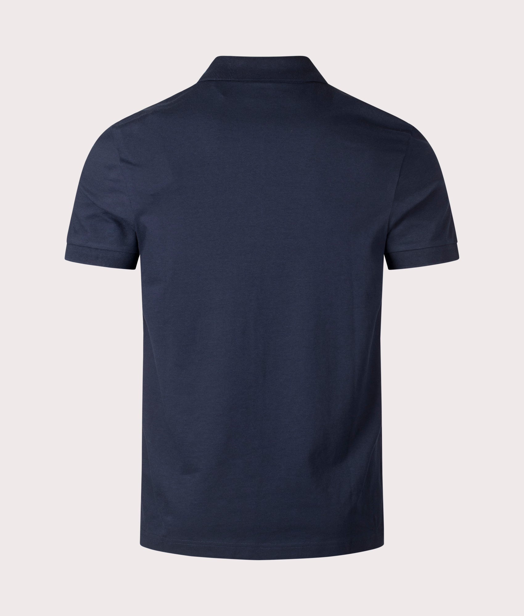 BOSS Slim Fit Passerzip Polo Shirt in Dark Blue at EQVVS Menswear. Back detail shot 