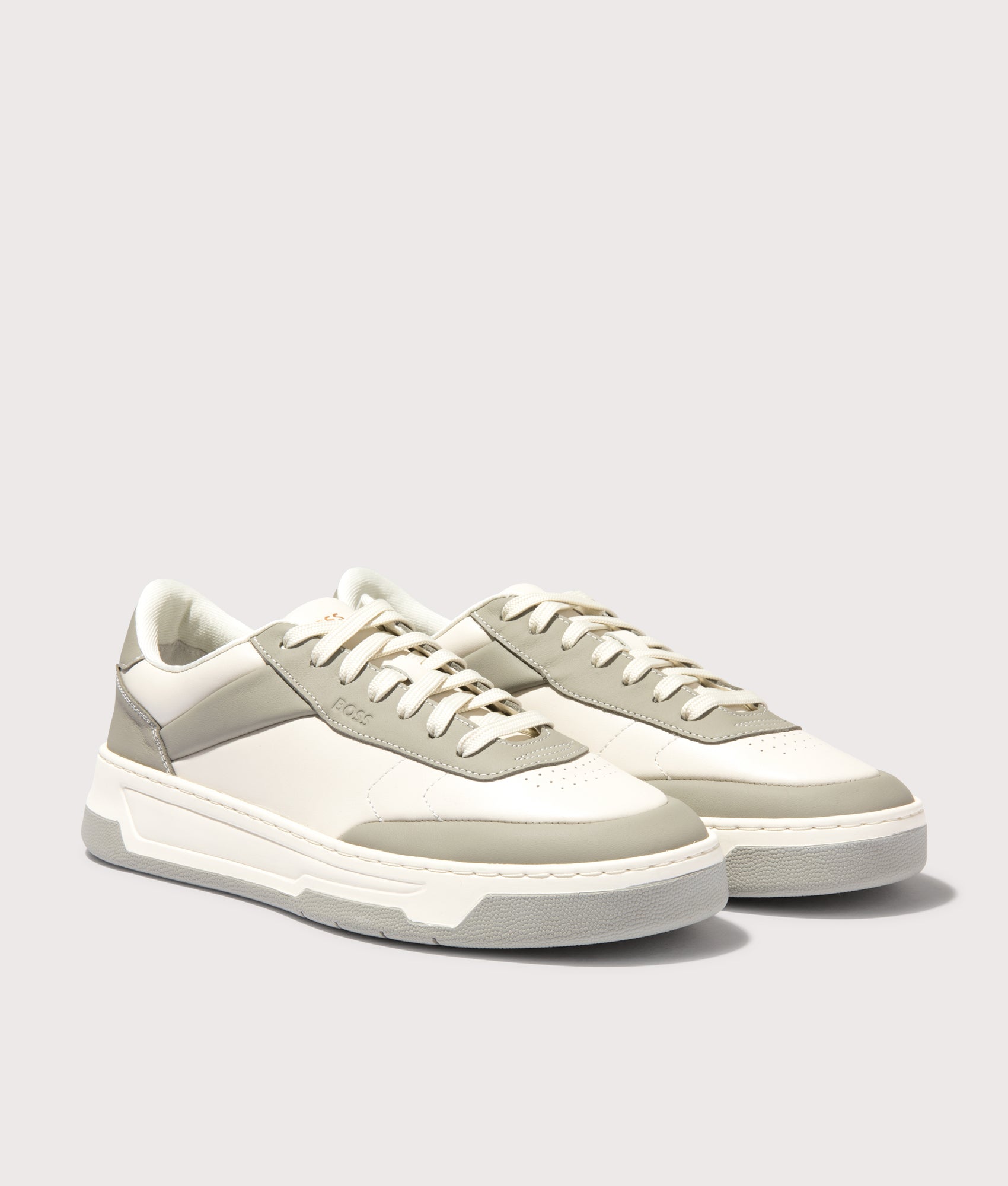 BOSS Baltimore Tenn Trainers in Open Grey at EQVVS Menswear. Front shot. 