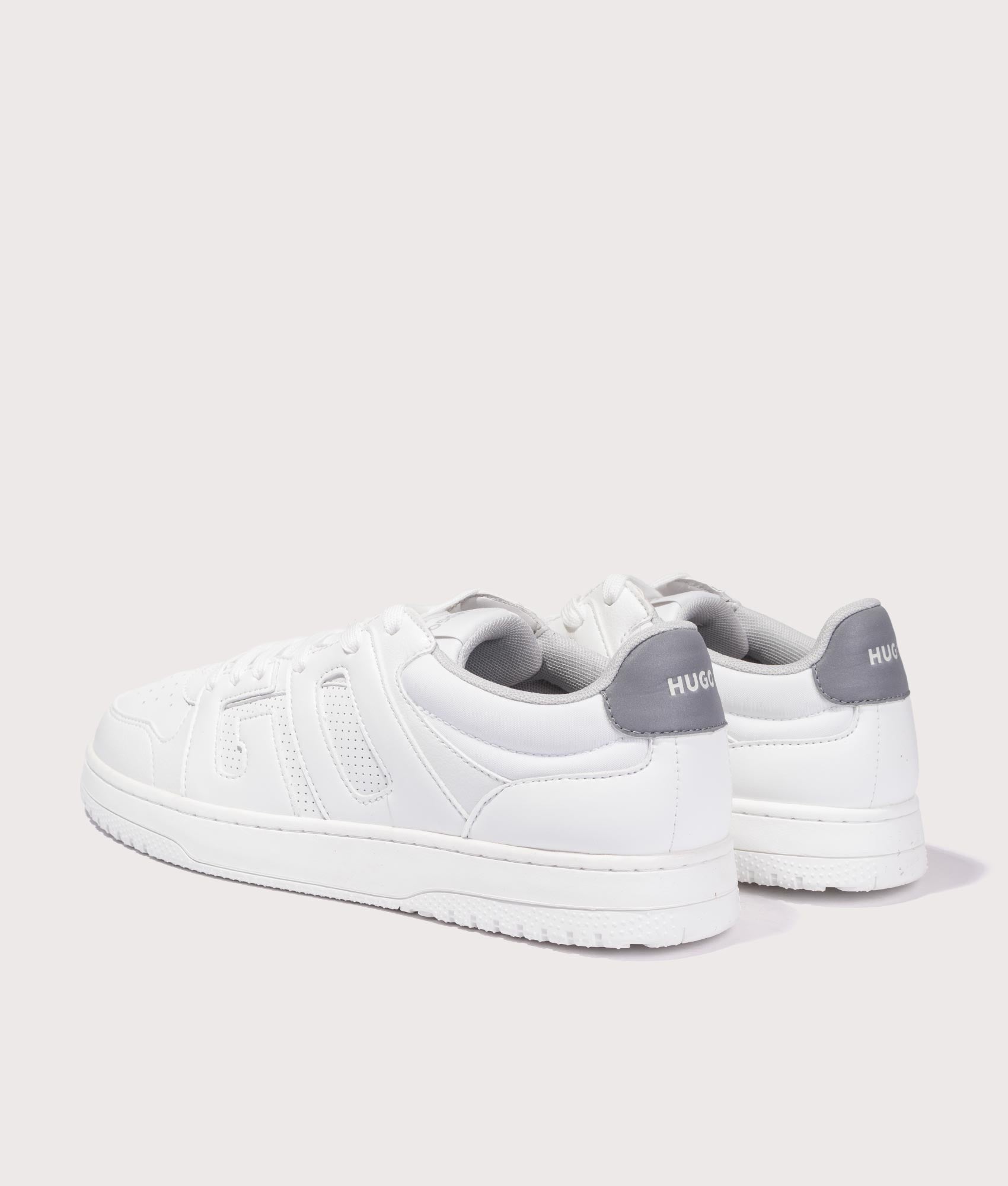 HUGO Hadrian Tenn Trainers in Open White. Shot at EQVVS. Back shot