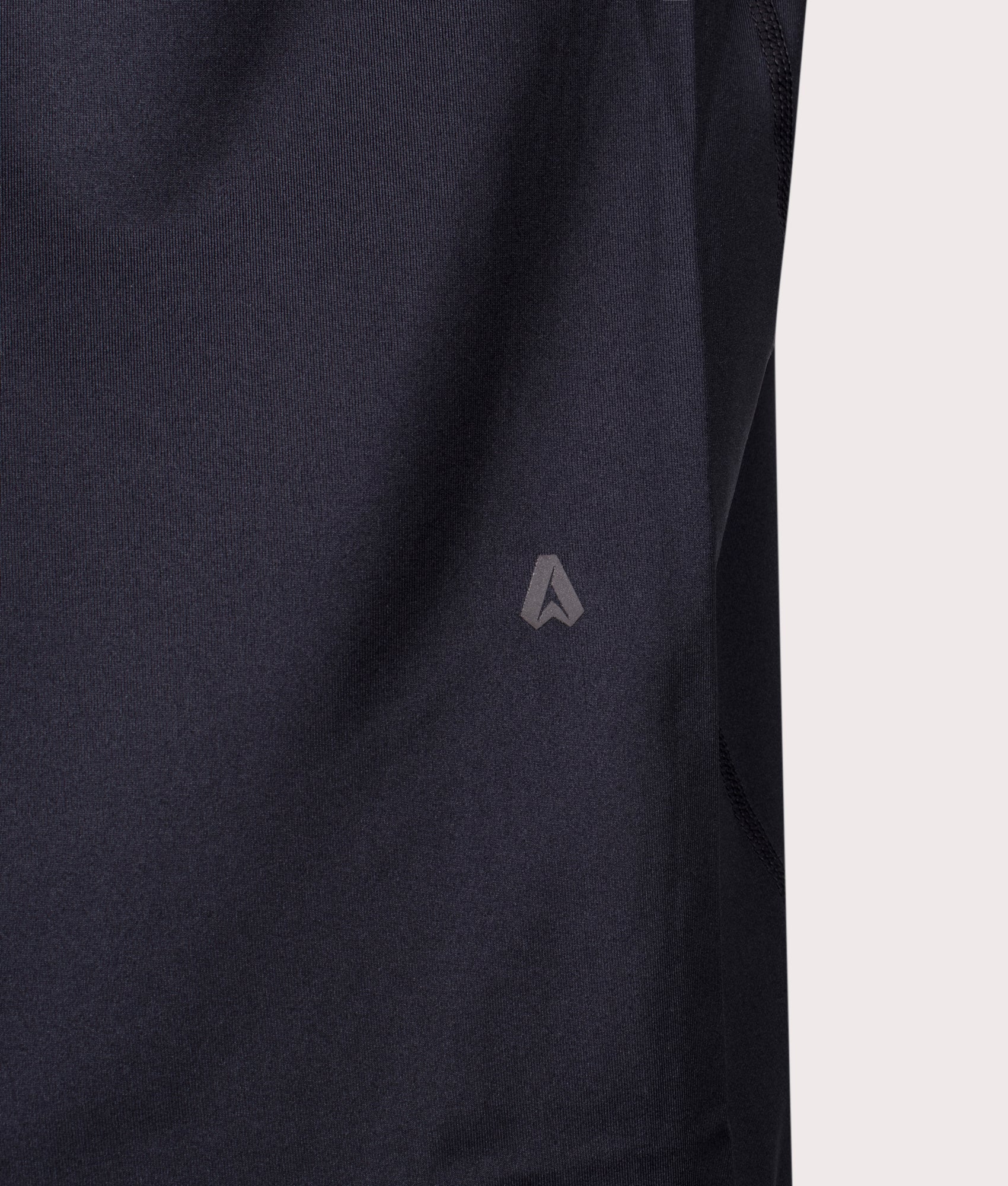 BOSS Slim Fit Tee Active 1 T-Shirt in Black. EQVVS Detail Shot.
