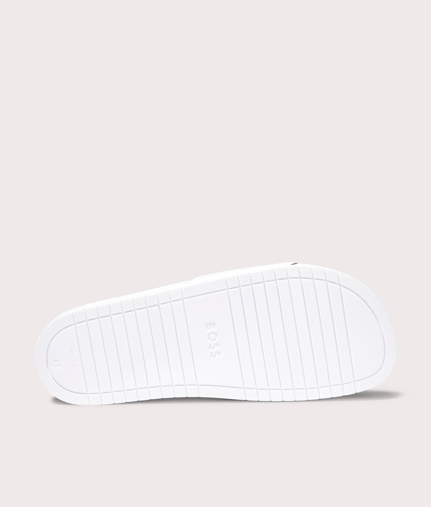 BOSS Aryeh Sliders in Natural. Back Sole shot at EQVVS.