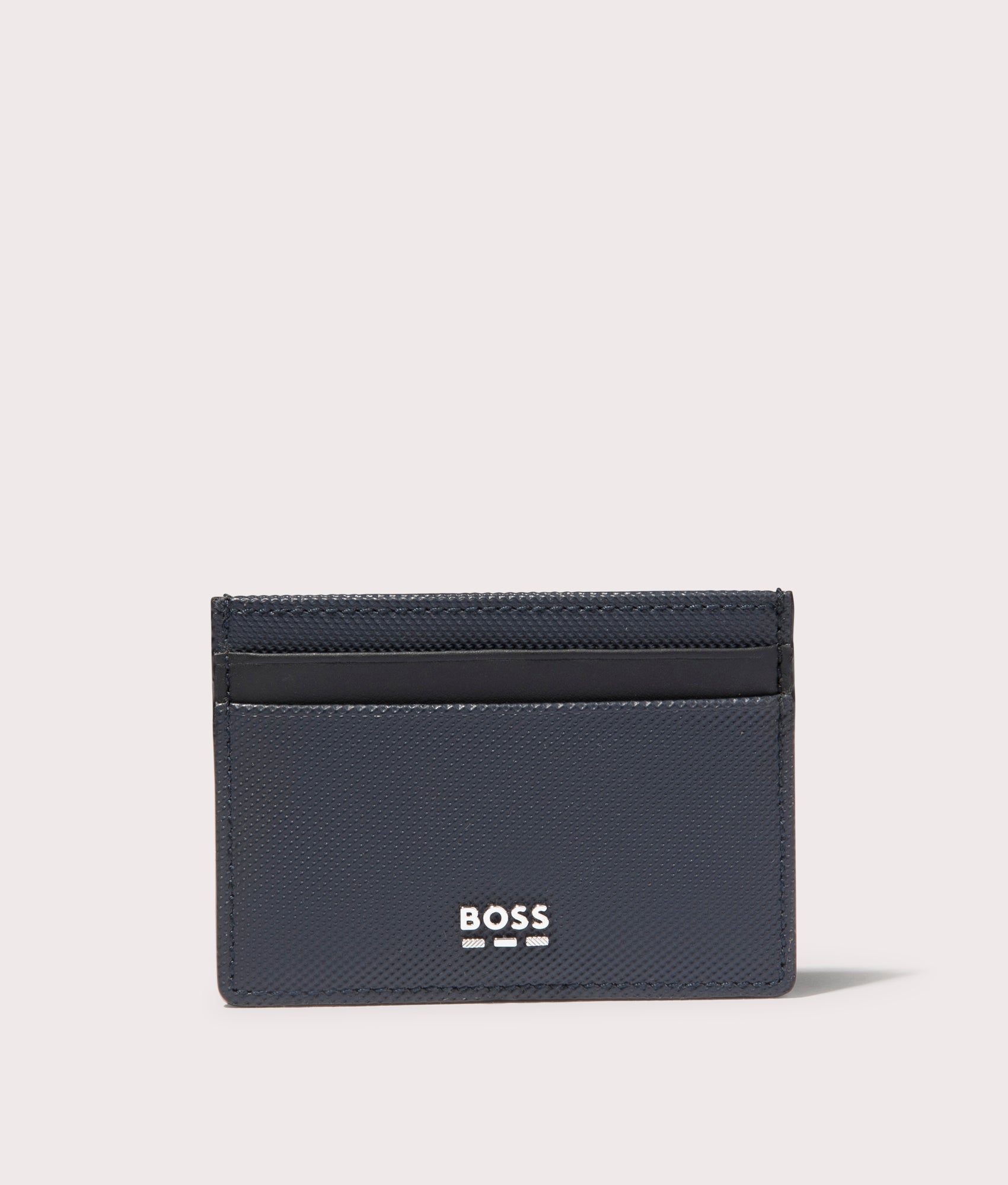 BOSS Jinko Card holder in Dark Navy at EQVVS. Front Shot.