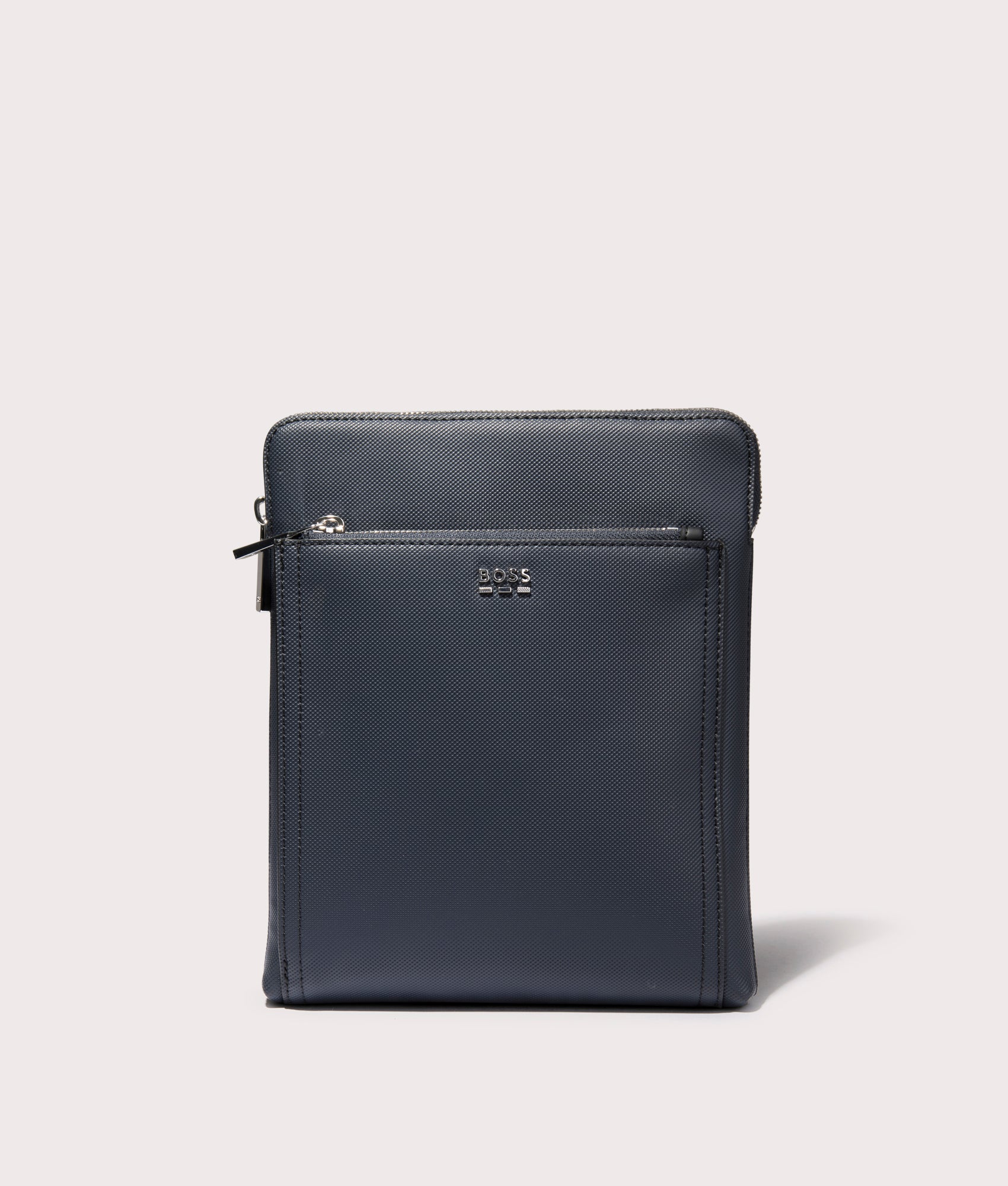 BOSS Jinko Envelope Bag in Dark Blue at EQVVS. Front Shot.