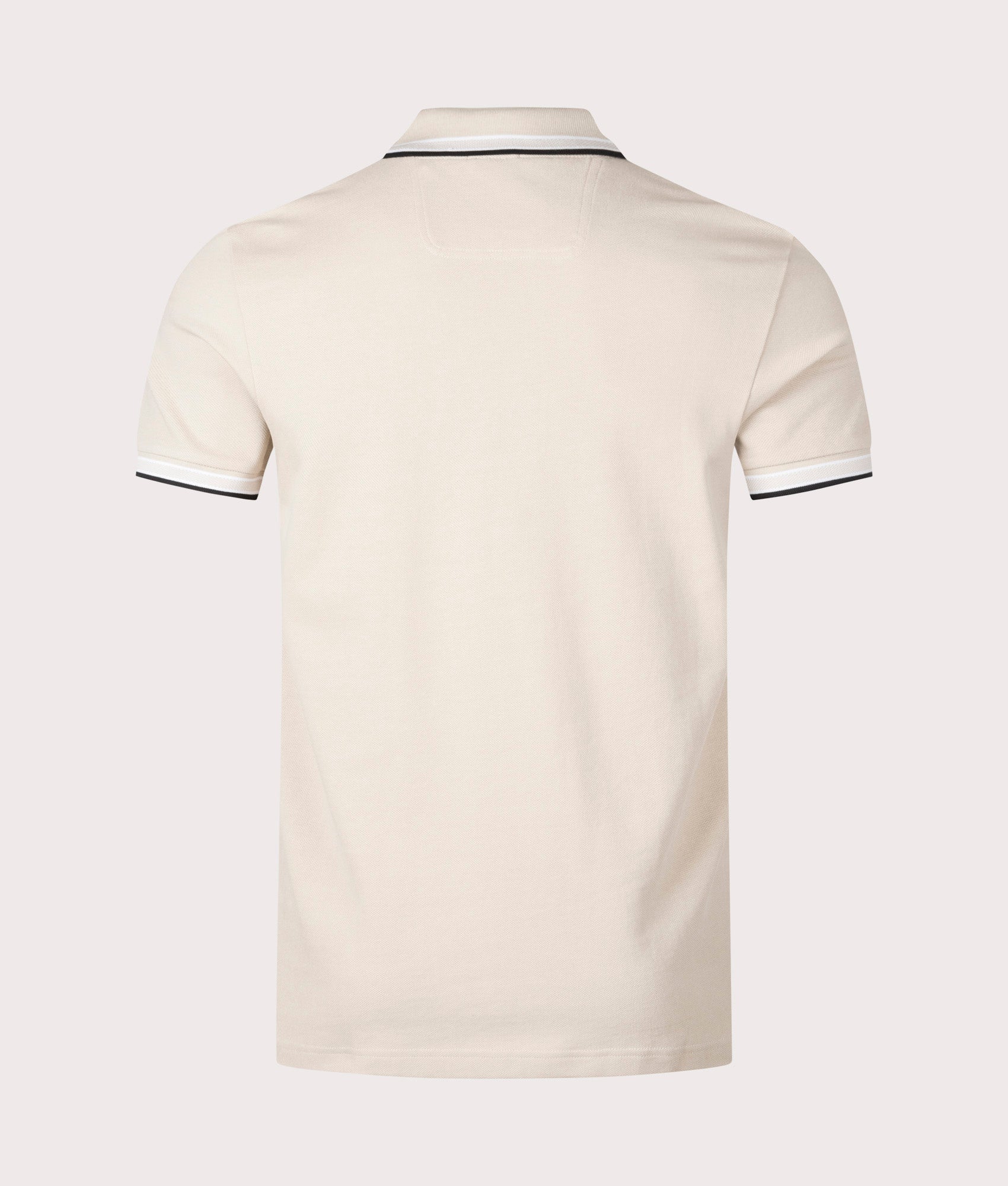 BOSS Paddy Polo Shirt in Open Beige. Shot at EQVVS.  Back shot 