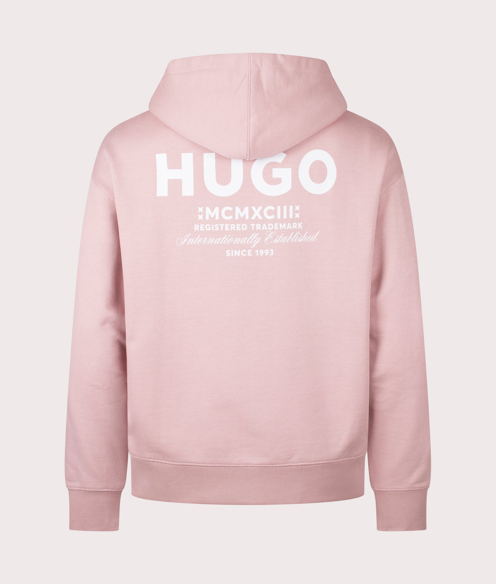 HUGO Nazardo Hoodie in Light Pastel Pink. Shot at EQVVS. Back shot