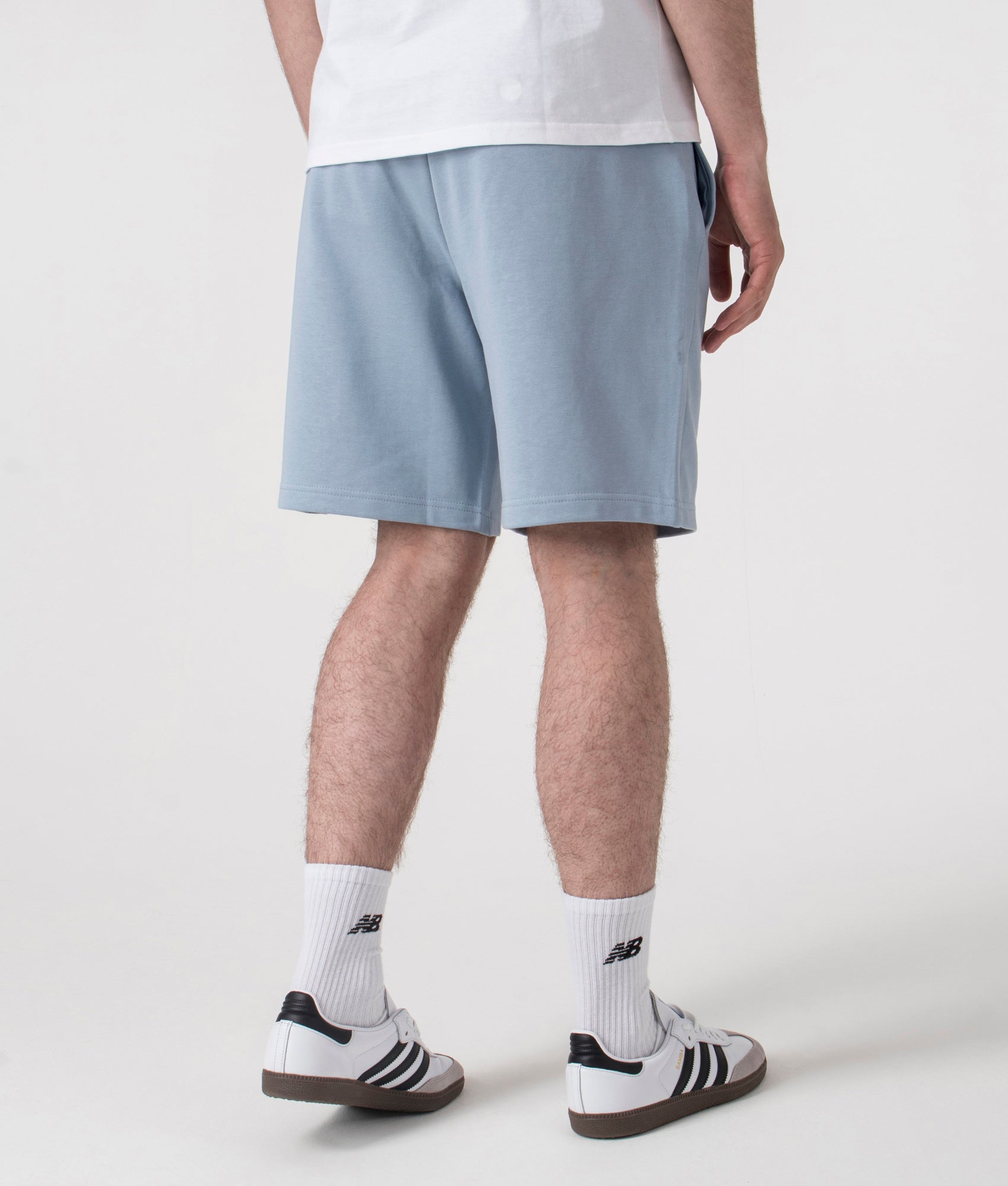 HUGO Relaxed Fit Dayono Shorts in Open Blue, 100% Cotton at EQVVS. Back shot.
