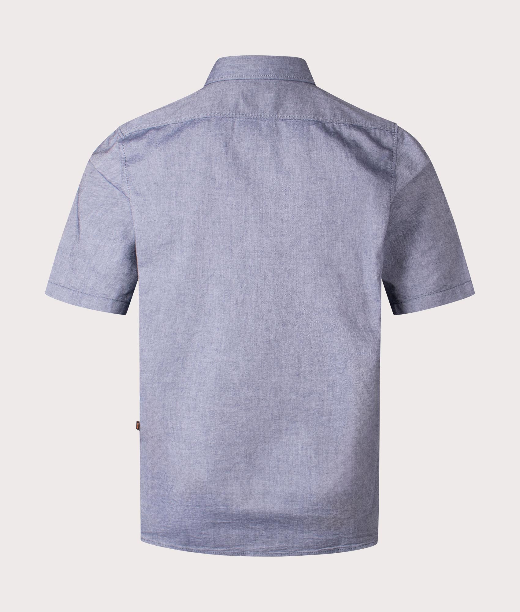 BOSS Rash Short Sleeve Shirt in Navy at EQVVS. Back Shot.