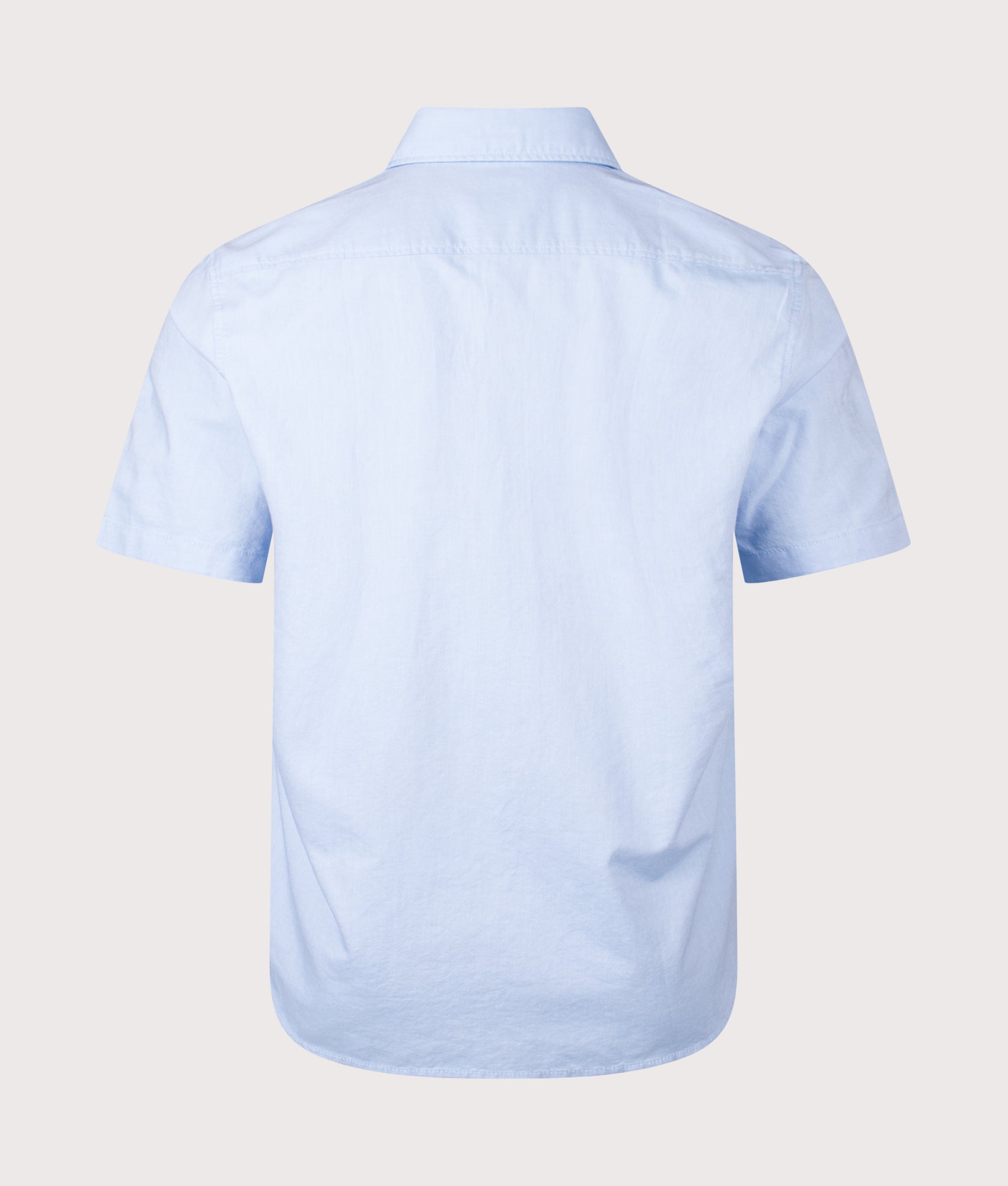 BOSS Rash Short Sleeve Shirt in Open Blue at EQVVS Menswear. Back shot.