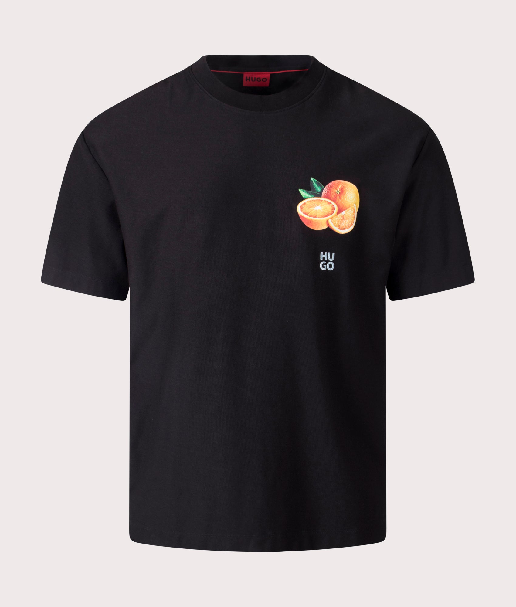 HUGO Oversized Dartiee T-Shirt in Black, 100% Cotton at EQVVS. Front shot. 