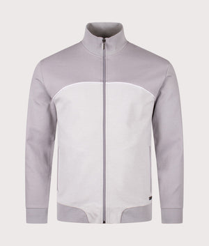 Tracksuit Jacket in Light/Pastel Grey. Cotton blend | BOSS | Shot at EQVVS | Front shot 