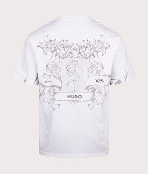 Duarms T-Shirt by HUGO in White. Shot by EQVVS. Back print shot.
