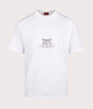Duarms T-Shirt by HUGO in White. Shot by EQVVS. Front shot.