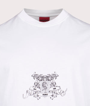 Duarms T-Shirt by HUGO in White. Shot by EQVVS. Detail shot.