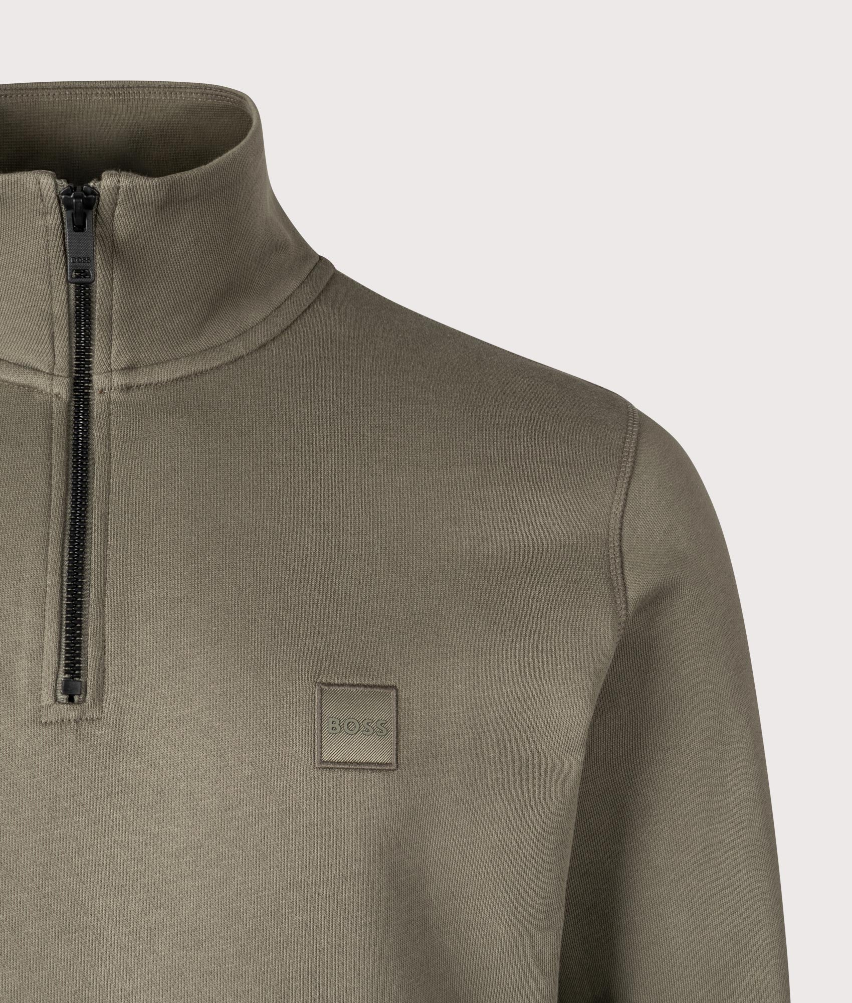 Quarter Zip Zetrust Sweatshirt. Shot by EQVVS. Detail shot.