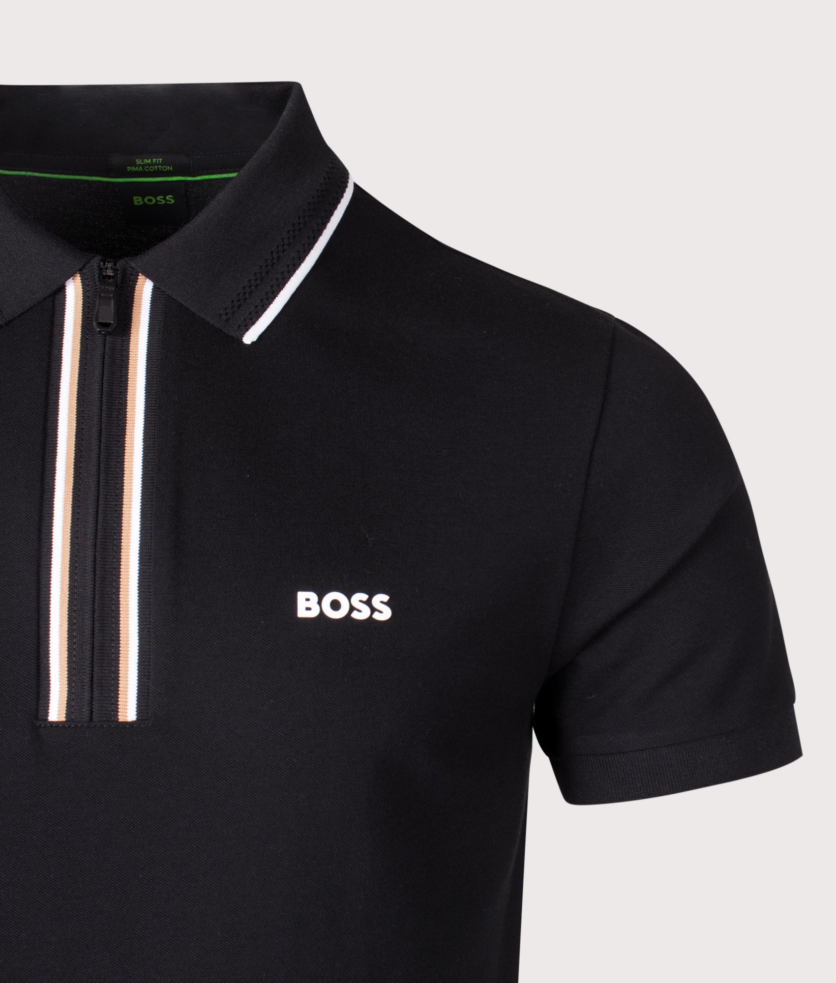 Zip Neck Philix Polo Shirt. Shot by EQVVS. Detail shot.