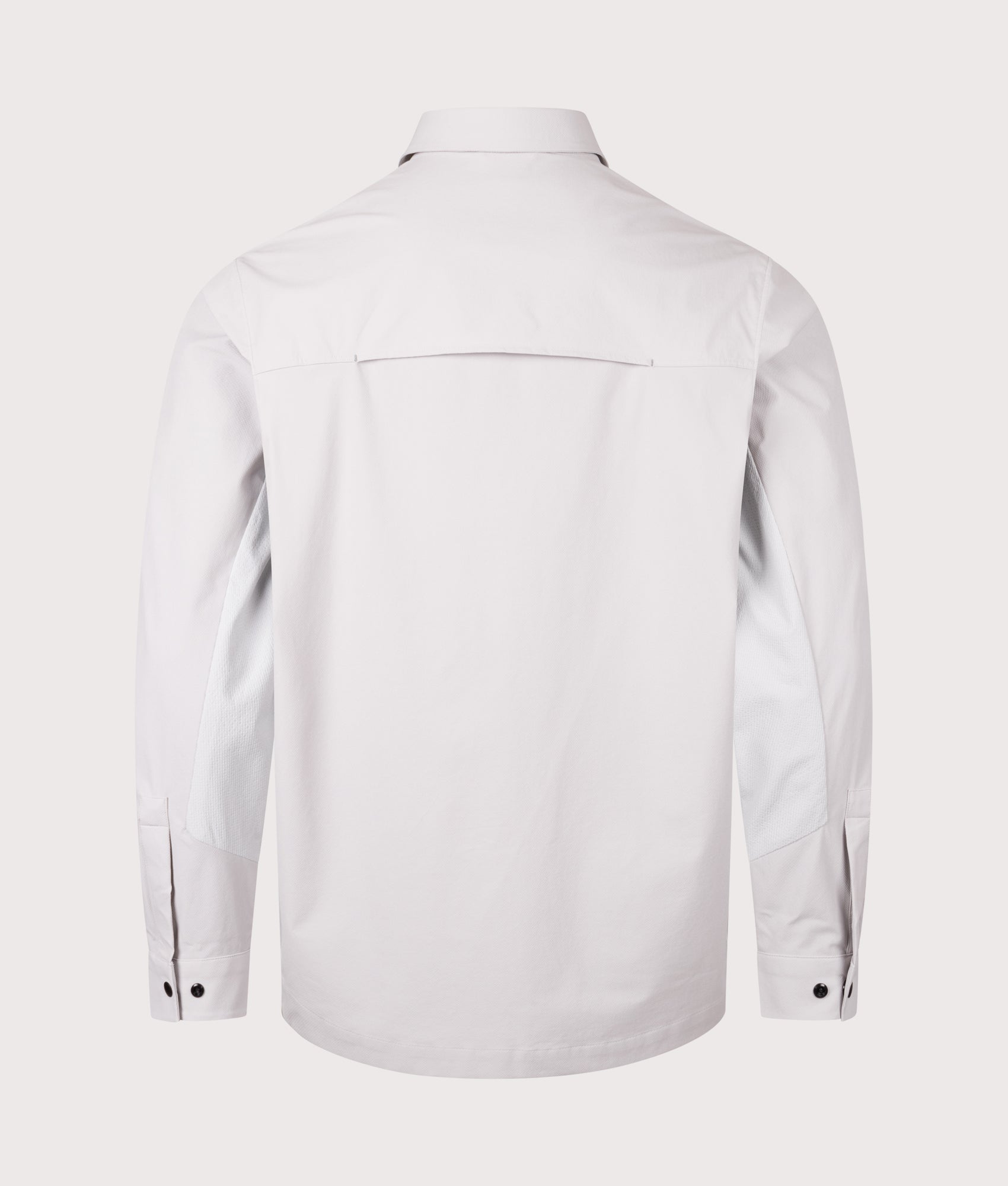 Relaxed Fit Urban TechDobby Overshirt in Light/Pastel Grey. | Fred Perry | Shot at EQVVS | Back shot 
