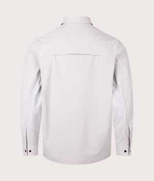 Relaxed Fit Urban TechDobby Overshirt in Light/Pastel Grey. | Fred Perry | Shot at EQVVS | Back shot 