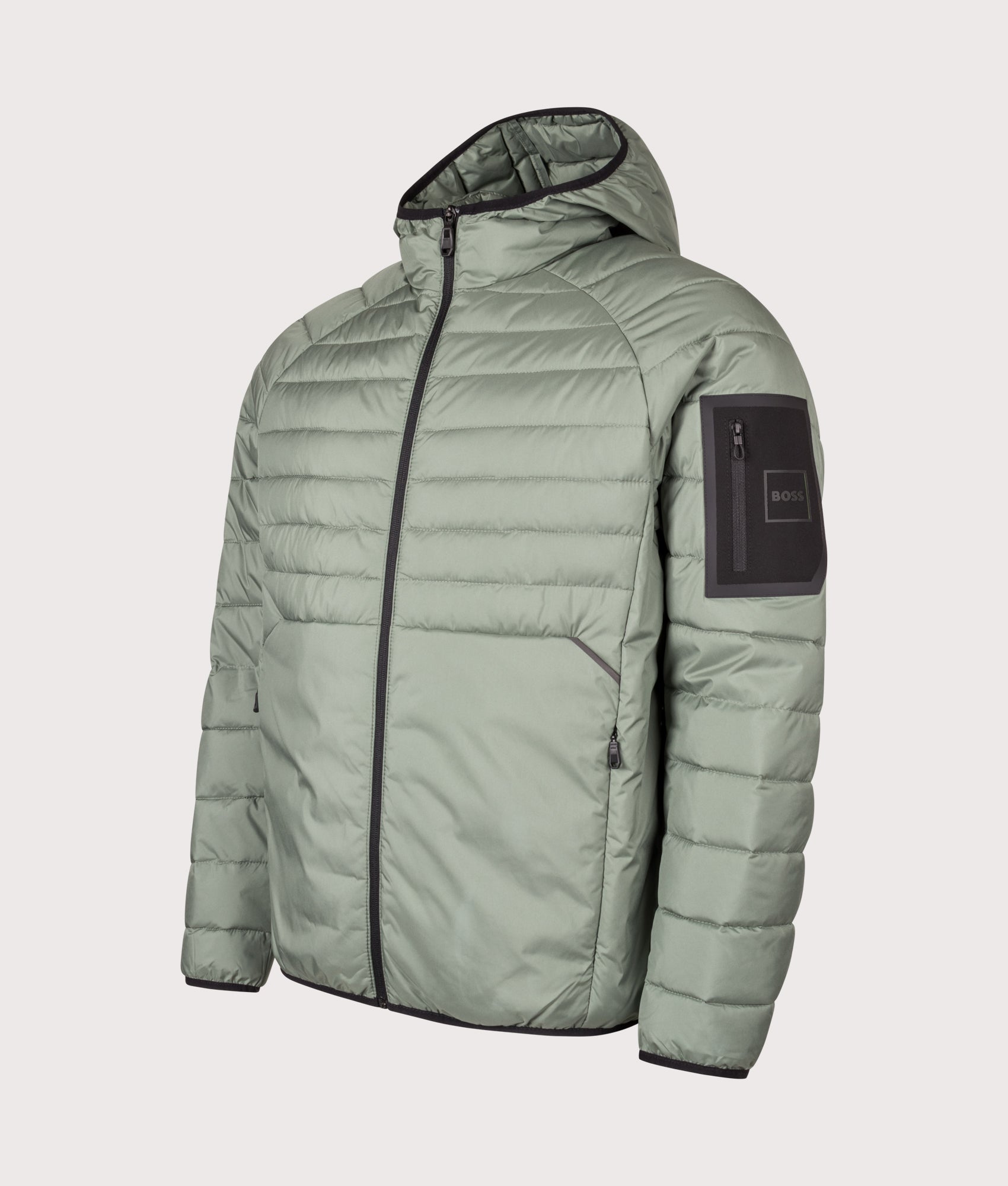 Urbanex Hooded Jacket in Open Green | BOSS | EQVVS | Front angle shot 