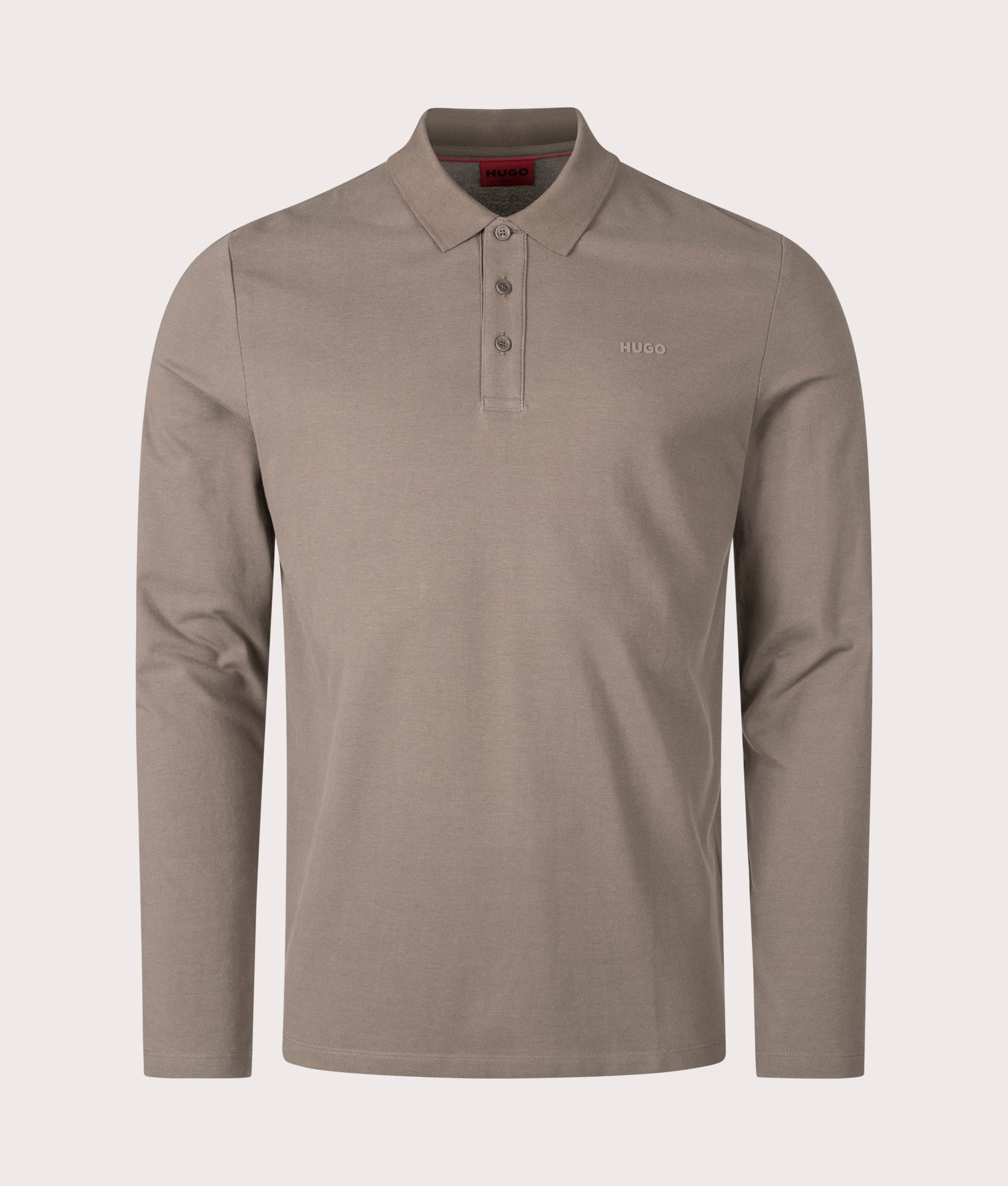 Long Sleeve Donoslong Polo Shirt in Medium Grey | HUGO | EQVVS | Front shot 