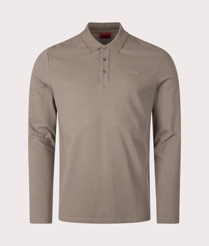 Long Sleeve Donoslong Polo Shirt in Medium Grey | HUGO | EQVVS | Front shot 