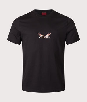 Dugolini T-Shirt in Black. 100% Cotton | HUGO | EQVVS | Front shot 