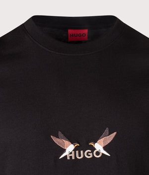 Dugolini T-Shirt in Black. 100% Cotton | HUGO | EQVVS | Front detail shot 
