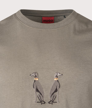Dugolini T-Shirt in Medium Grey. 100% Cotton | HUGO | EQVVS | Front detail shot