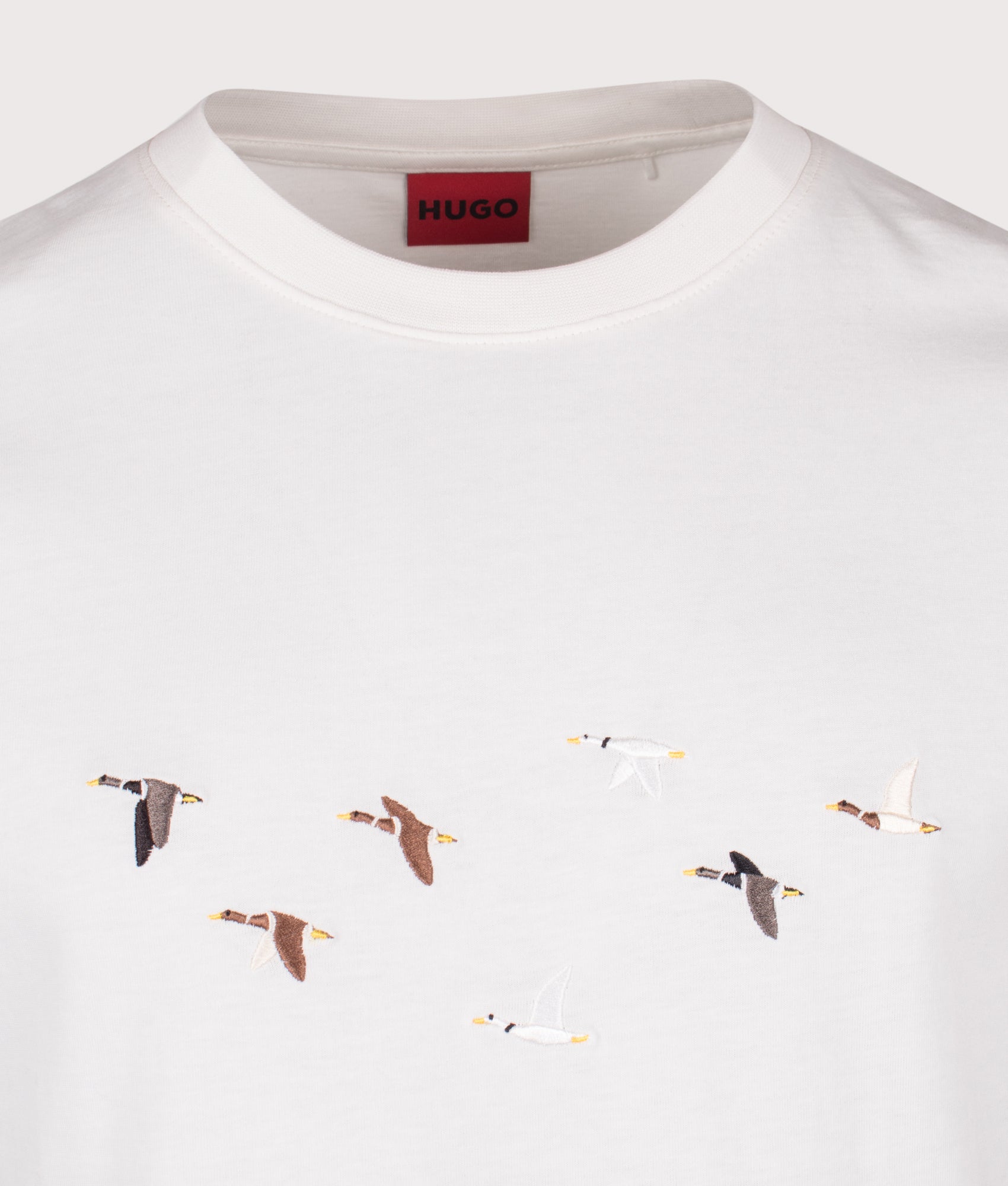 Dugolini T-Shirt in Natural. 100% Cotton | HUGO | EQVVS | Front detail shot 