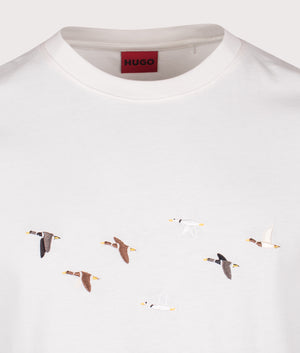 Dugolini T-Shirt in Natural. 100% Cotton | HUGO | EQVVS | Front detail shot 