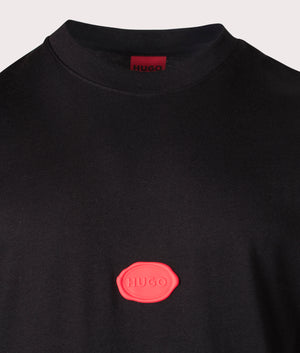 Relaxed Fit Divis T-Shirt by Hugo in Black. Shot by EQVVS. Detail shot.