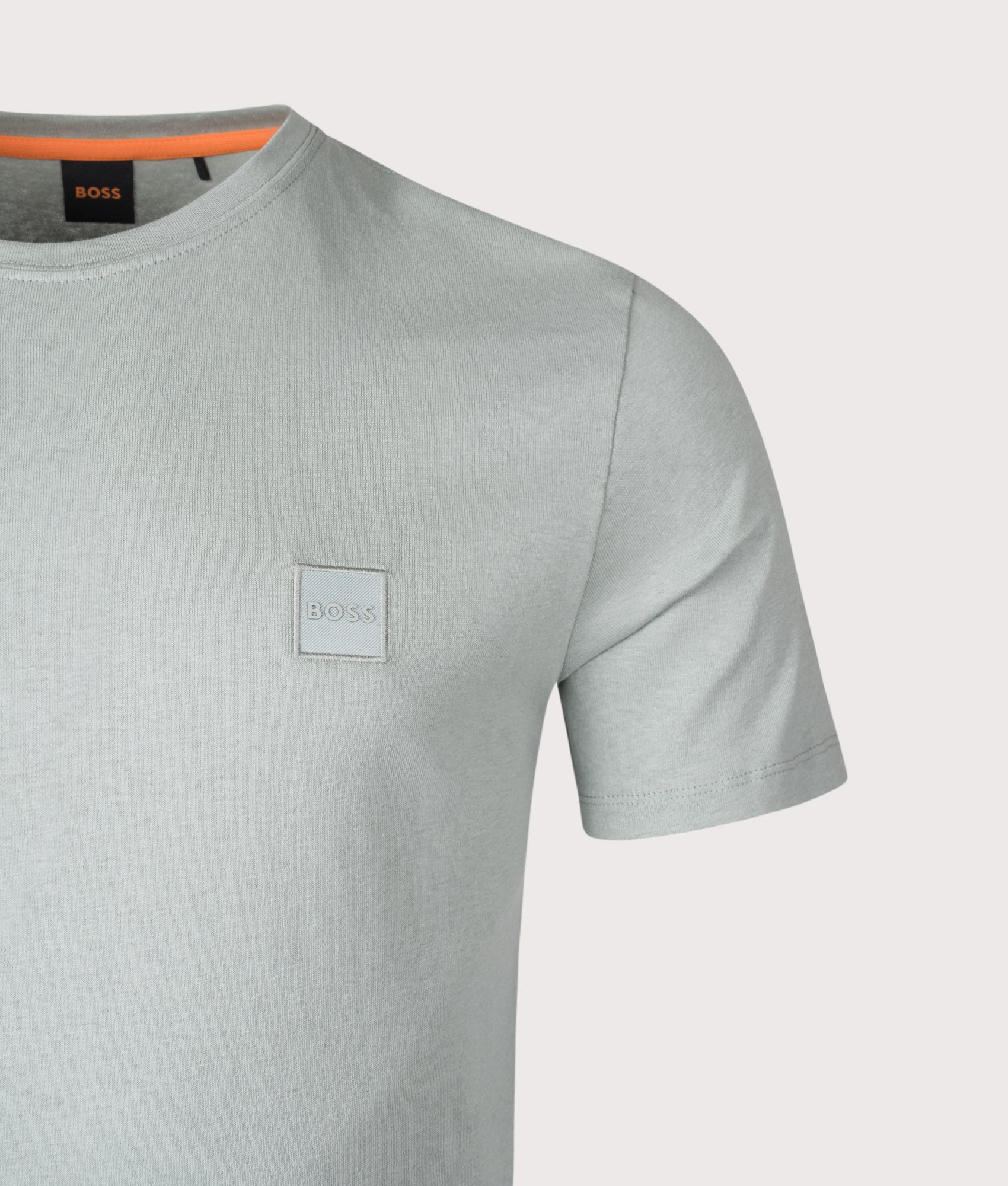 Tales T-Shirt by BOSS in Open Green. Shot by EQVVS. Detail shot.