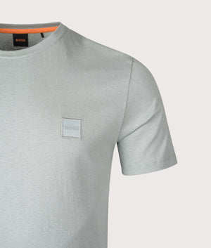 Tales T-Shirt by BOSS in Open Green. Shot by EQVVS. Detail shot.