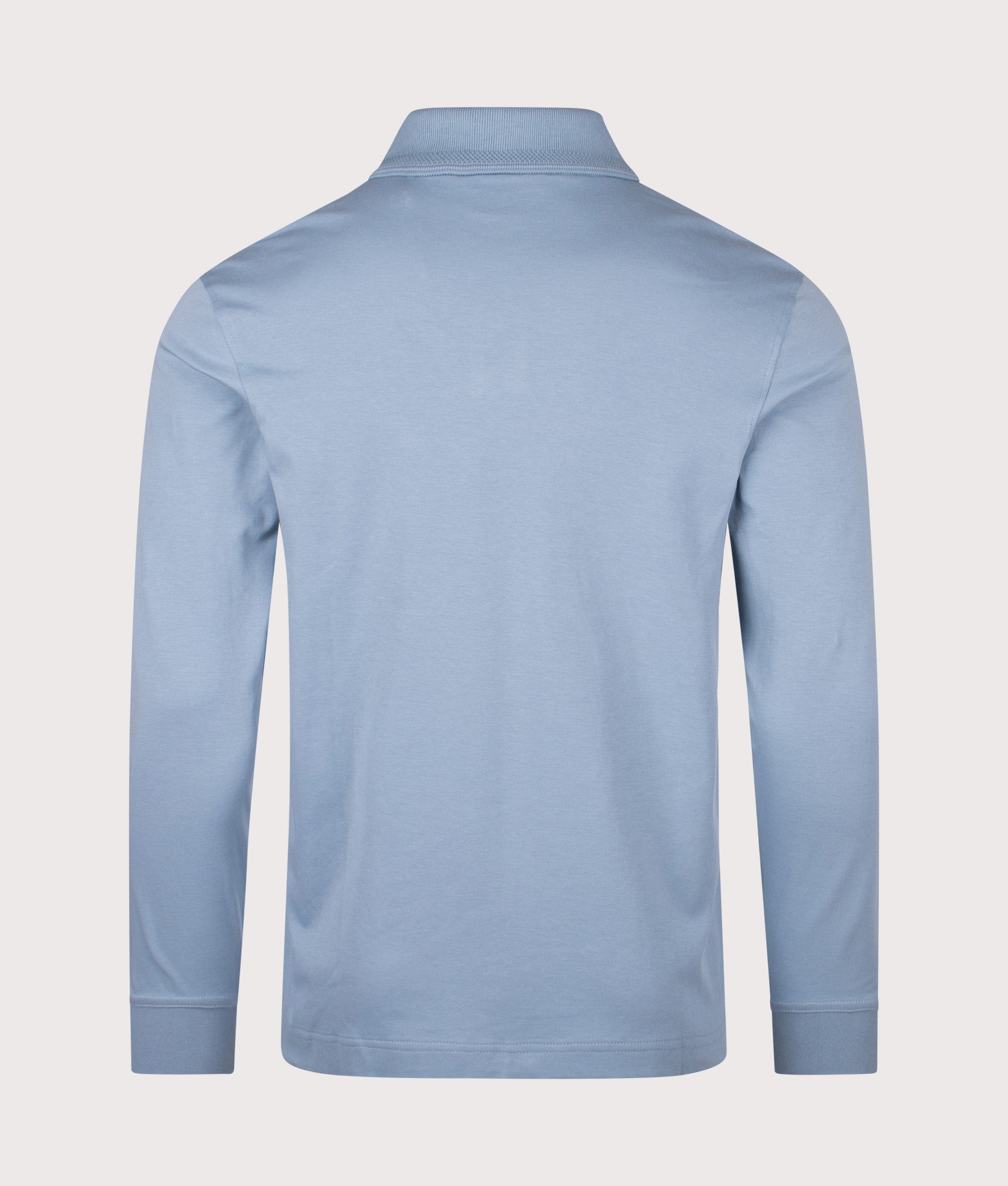 Piqué Interlock Long Sleeve Polo Shirt in Light/Pastel Blue | 100% Cotton | BOSS | EQVVS | Back shot 